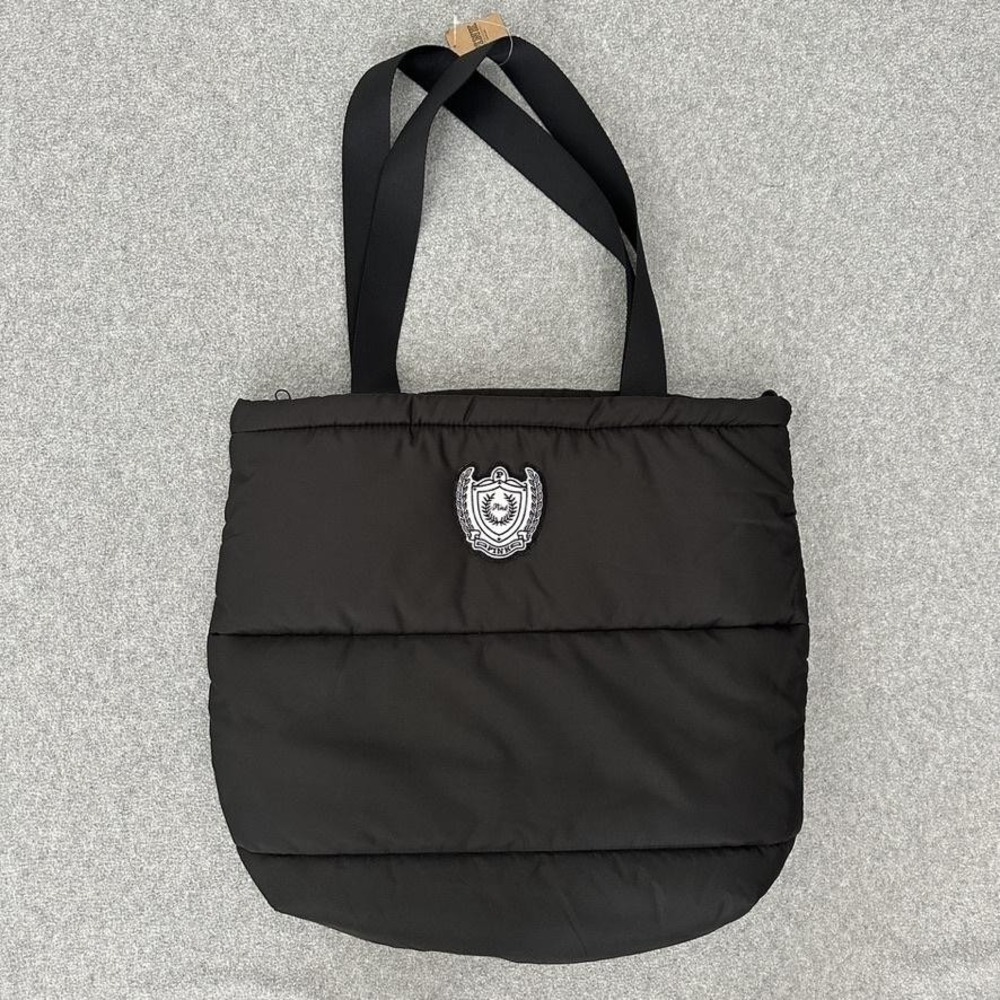 Y2K Victoria's Secret PINK Black Puffer Tote Bag NWT Embroidered Crest 11236901